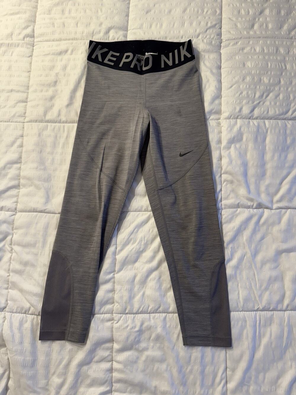 Nike Pro Gray Leggings Black Waist Band Dri-Fit Women's Small